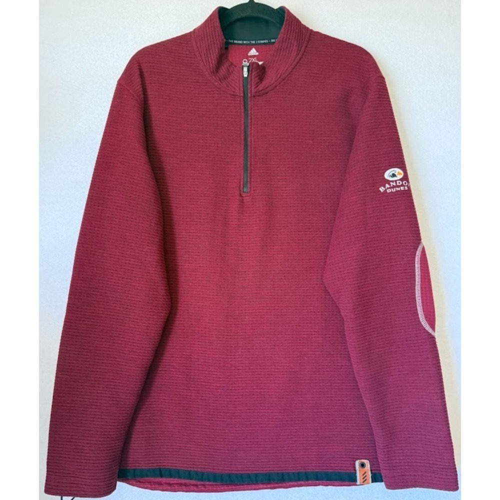 Adidas Adicross Pullover Golf Men 2XL Red Quarter Zip  Waffle Knit Bandon Dunes